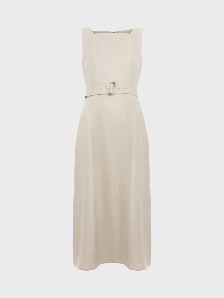 Hobbs Brown Roberta Linen Dress - Image 6 of 6