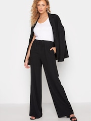 Long Tall Sally Black Sand Linen Tie Waist Trousers - Image 1 of 5