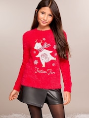 Lipsy Red Knitted Christmas Jumper (5-16yrs) - Image 1 of 4