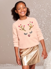 Lipsy Pink Knitted Christmas Jumper (5-16yrs) - Image 1 of 4