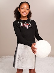 Lipsy Black Jingle Knitted Christmas Jumper (5-16yrs) - Image 2 of 4