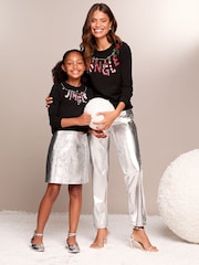 Lipsy Black Jingle Knitted Christmas Jumper (5-16yrs) - Image 3 of 4