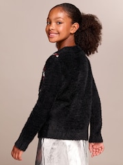 Lipsy Black Candy Cane Knitted Christmas Jumper (5-16yrs) - Image 4 of 4
