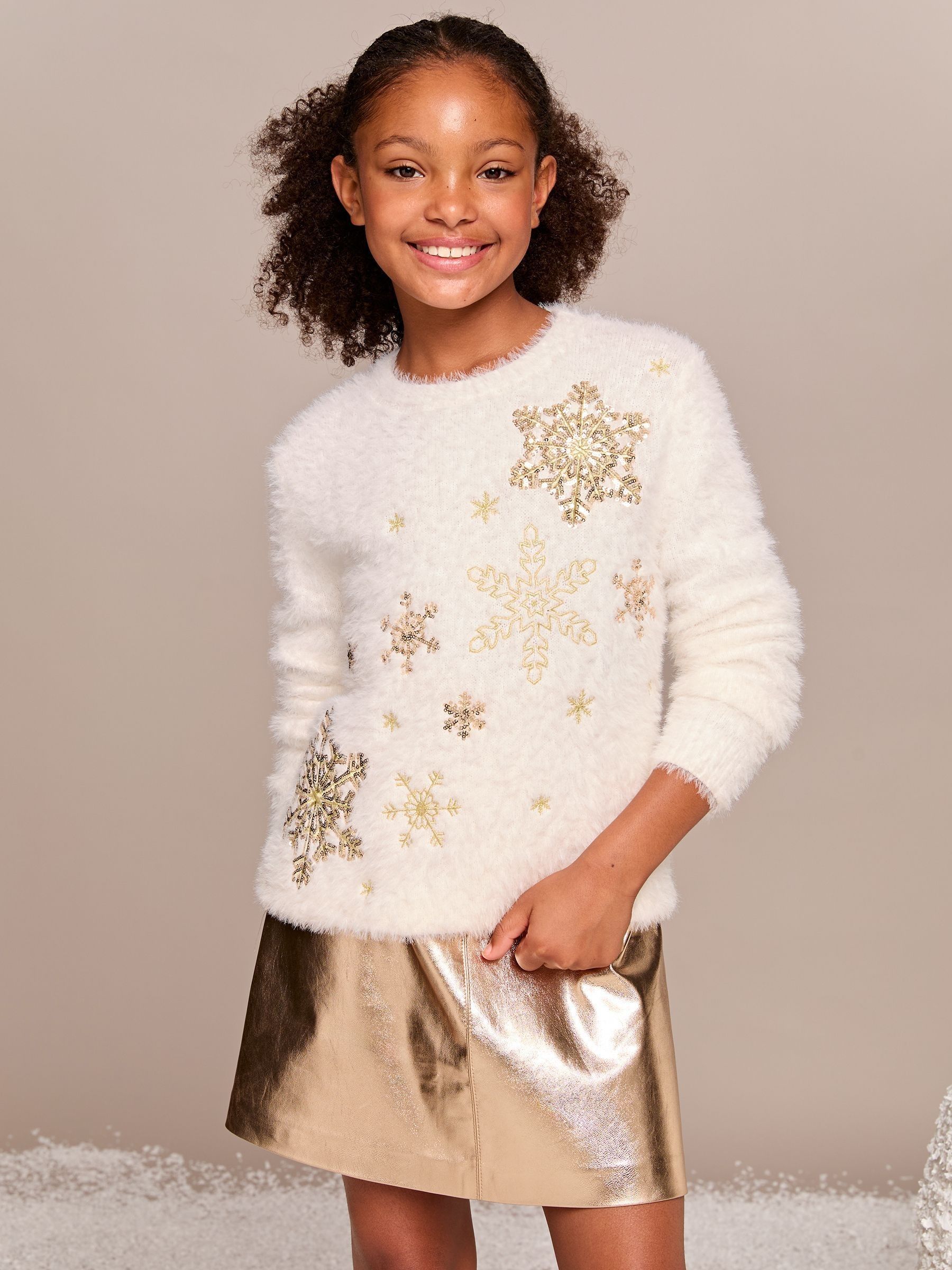 Buy Lipsy Ivory White Snowflake Knitted Christmas Jumper 5 16yrs from Next Luxembourg