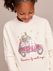 Lipsy Cream Car Knitted Christmas Jumper (5-16yrs) - Image 4 of 4