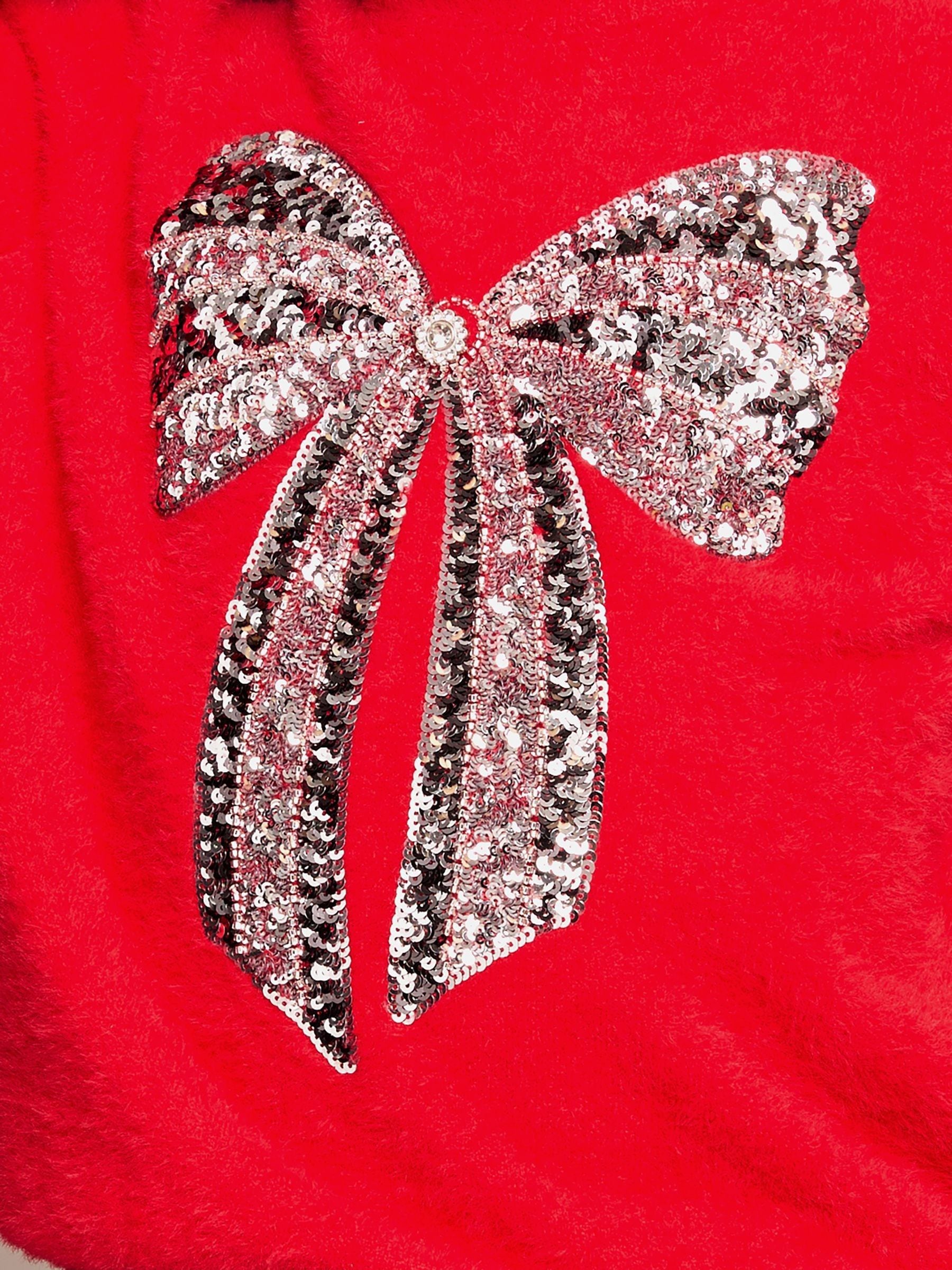 Red sequin bow christmas jumper deals