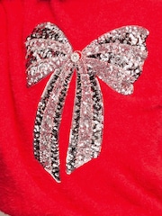 Lipsy Red Bow Knitted Christmas Jumper (5-16yrs) - Image 3 of 4