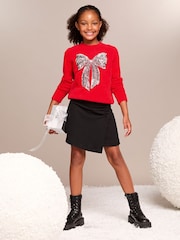 Lipsy Red Bow Knitted Christmas Jumper (5-16yrs) - Image 4 of 4