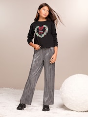 Lipsy Black Christmas Sweatshirt (5-16yrs) - Image 2 of 4