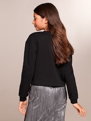 Lipsy Black Christmas Sweatshirt (5-16yrs) - Image 4 of 4
