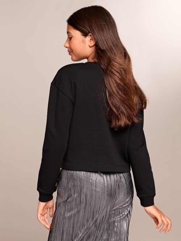 Lipsy Black Christmas Sweatshirt (5-16yrs) - Image 4 of 4