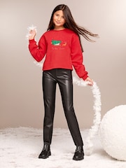 Lipsy Red Christmas Sweatshirt (5-16yrs) - Image 2 of 4