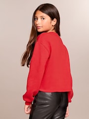 Lipsy Red Christmas Sweatshirt (5-16yrs) - Image 4 of 4