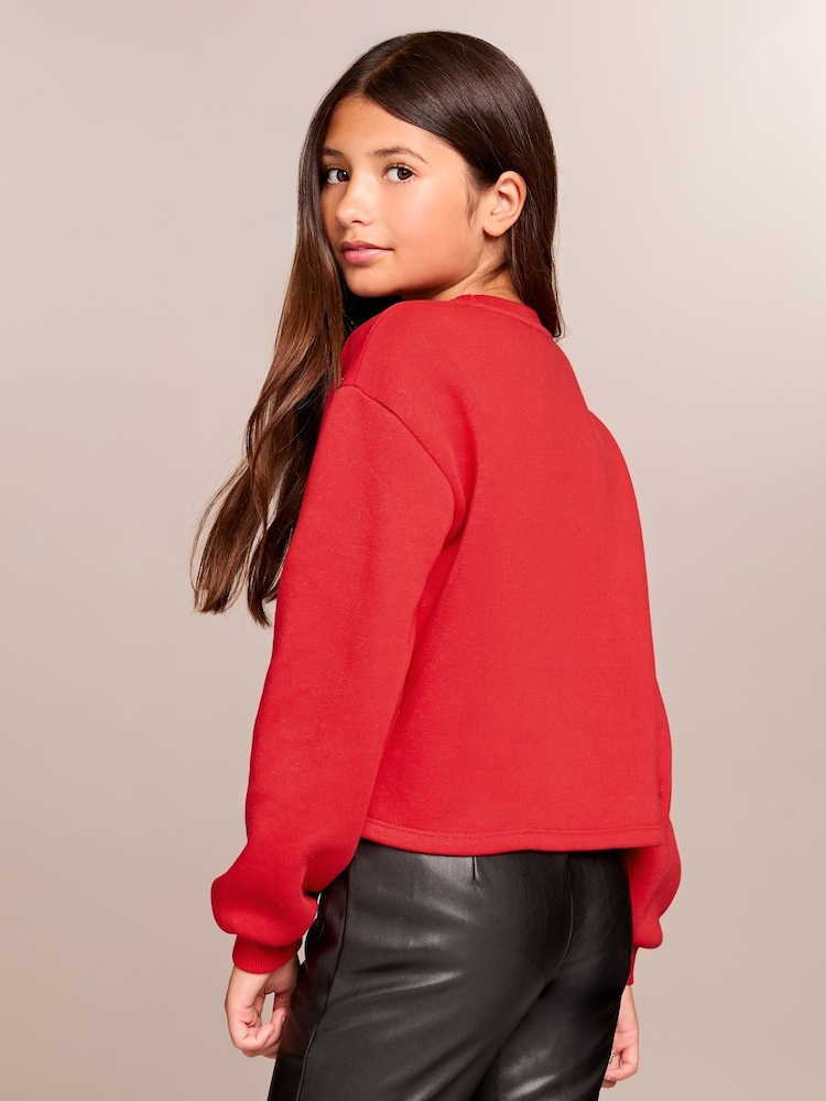Lipsy Red Christmas Sweatshirt (5-16yrs) - Image 4 of 4