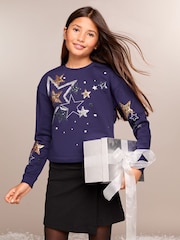 Lipsy Blue Christmas Sweatshirt (5-16yrs) - Image 3 of 4