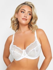 Yours Curve White Stretch Lace Underwired Non-Padded Bra - Image 1 of 4