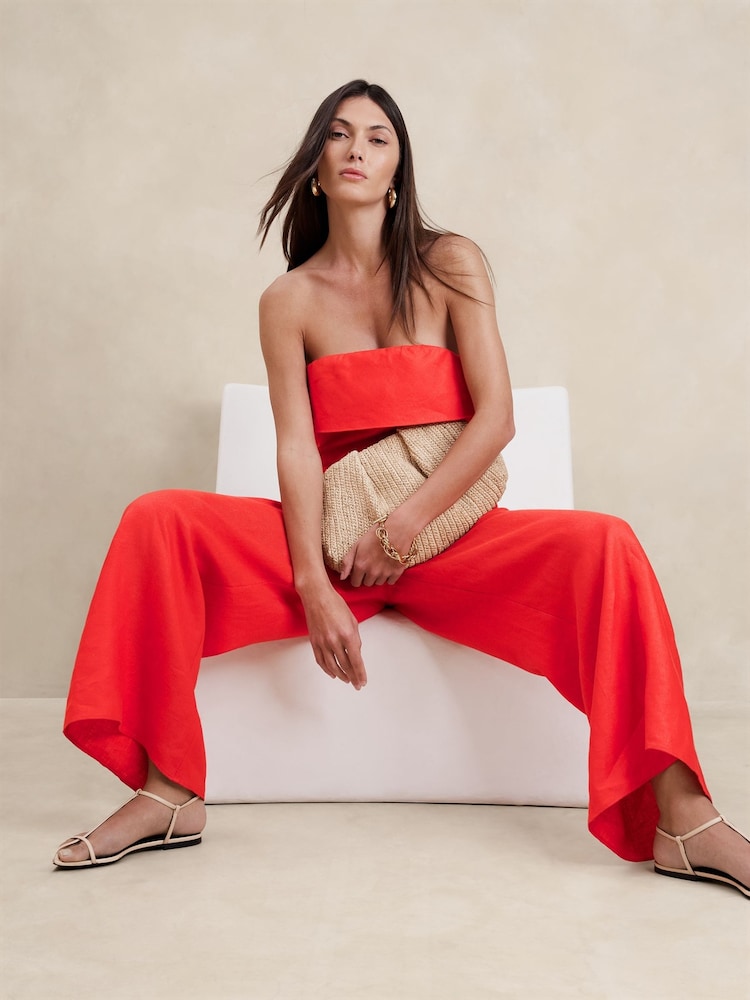 Banana Republic Red Onda Linen Jumpsuit - Image 1 of 4