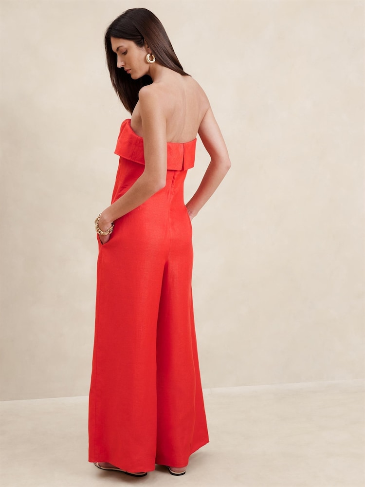 Banana Republic Red Onda Linen Jumpsuit - Image 2 of 4