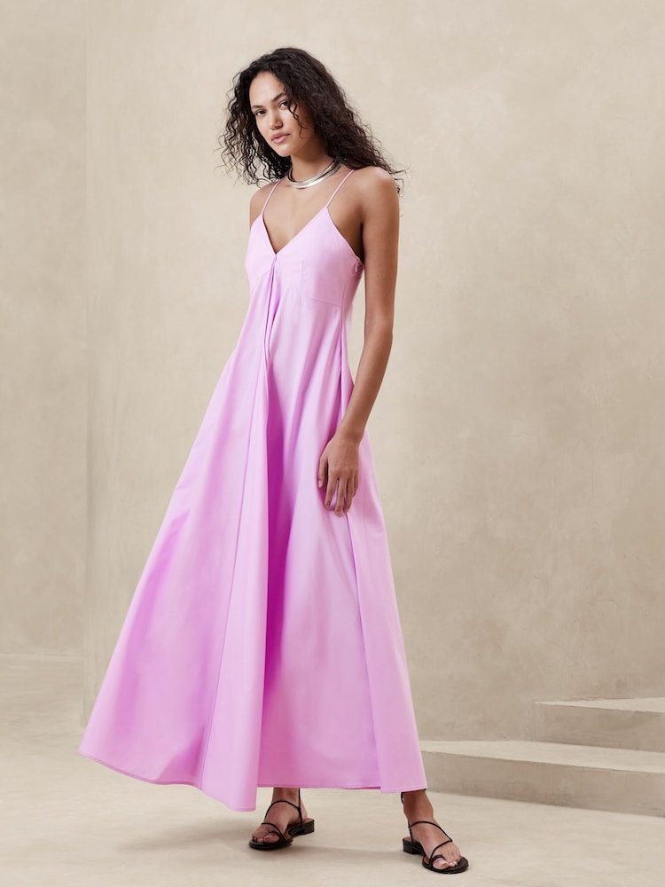 Banana Republic Pink Poplin Maxi Dress - Image 1 of 1 Banana Republic Pink Poplin Maxi Dress - Image 1 of 1