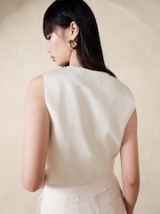 Banana Republic Beige Tencel Linen Cropped Vest - Image 2 of 6