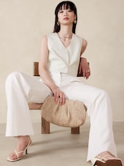 Banana Republic Beige Tencel Linen Cropped Vest - Image 3 of 6