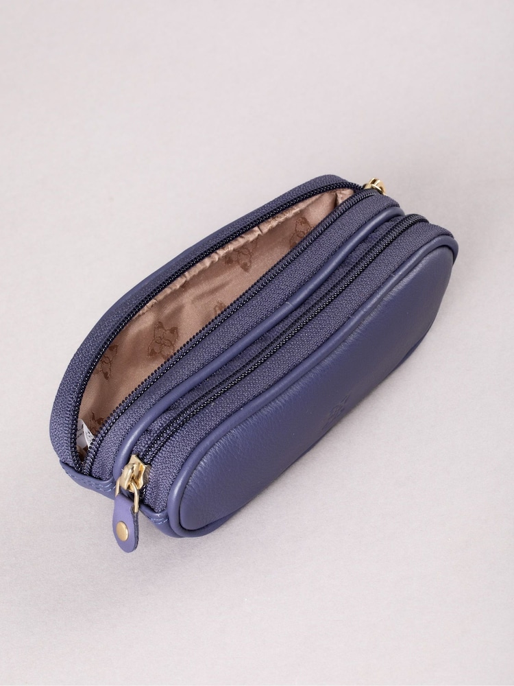 Lila - Lakeland Leder Doppeltes Brillenetui aus Leder - Bild 5 von 5