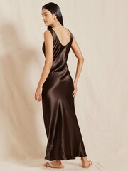 Albaray Satin Scoop Neck Brown Dress - Image 2 of 4