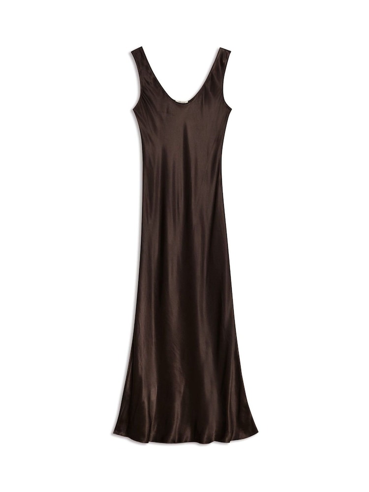 Albaray Satin Scoop Neck Brown Dress - Image 4 of 4