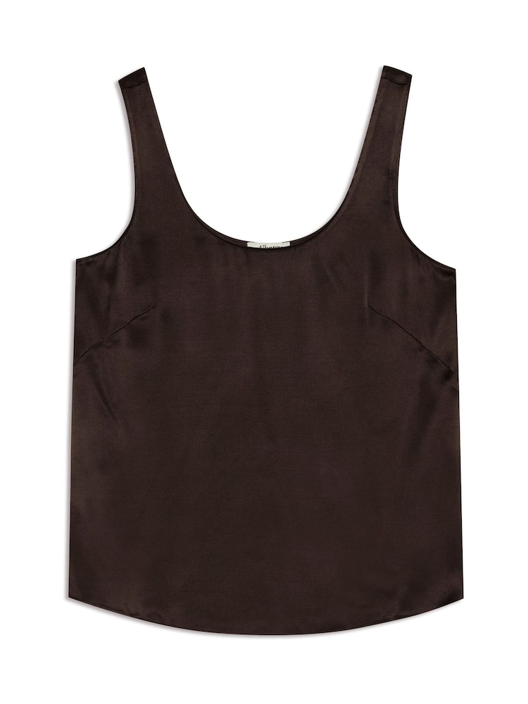 Albaray Satin Scoop Neck Brown Vest Top - Image 4 of 4 Albaray Satin Scoop Neck Brown Vest Top - Image 4 of 4