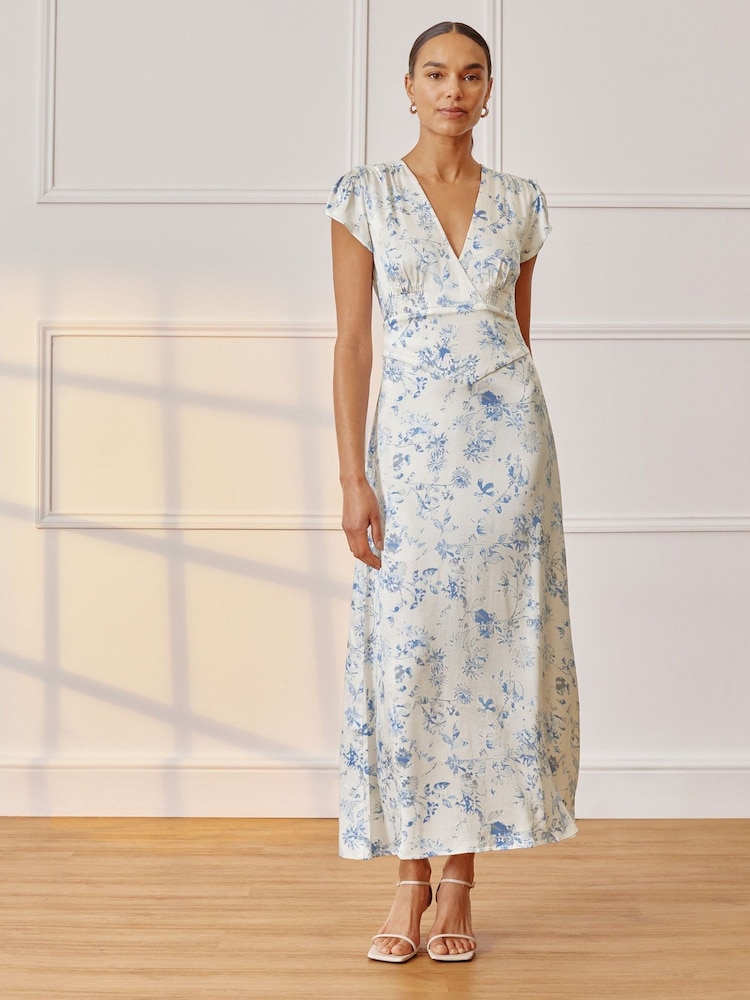 Albaray Cream Shadow Floral Tea Dress - Image 1 of 5 Albaray Cream Shadow Floral Tea Dress - Image 1 of 5