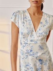 Albaray Cream Shadow Floral Tea Dress - Image 3 of 5