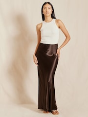 Albaray Satin Brown Skirt - Image 1 of 4