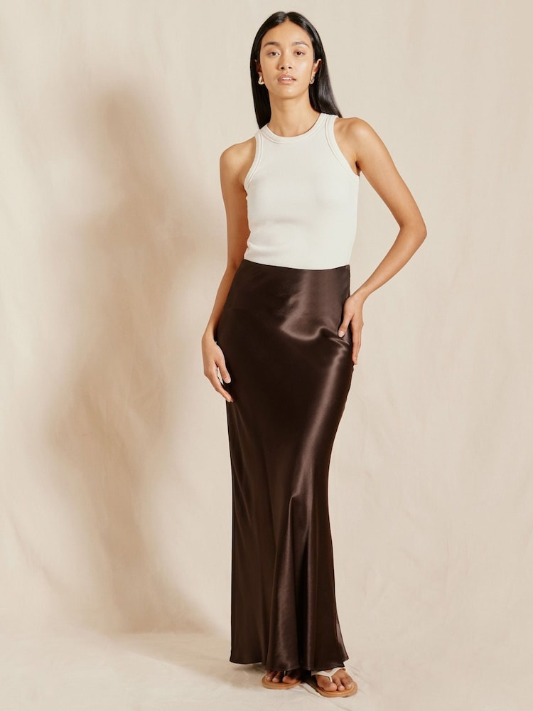 Albaray Satin Brown Skirt - Image 1 of 4