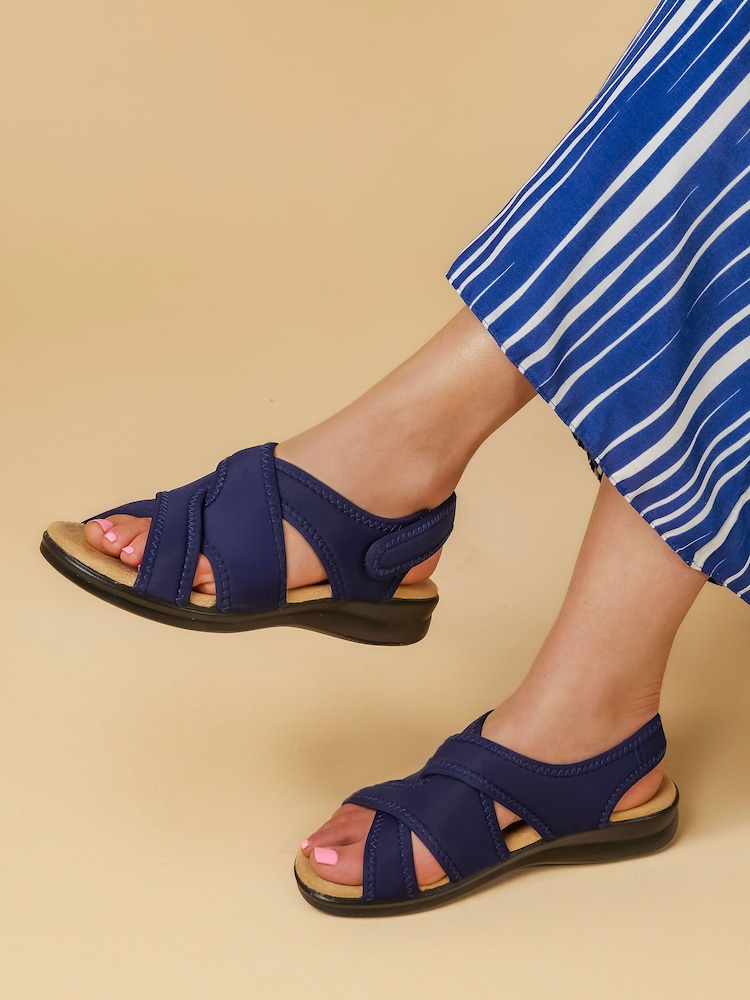 Pavers Navy Blue Touch Fasten Casual Sandals - Image 1 of 6