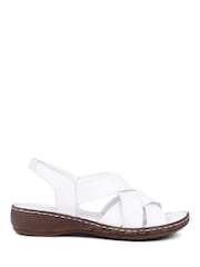 Pavers White Pavers Leather Cross Strap Sandals - Image 1 of 5