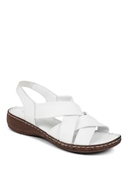 Pavers White Pavers Leather Cross Strap Sandals - Image 2 of 5