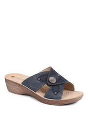 Pavers Comfortable Button Detail Sandals - Image 1 of 5