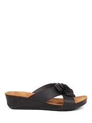 Pavers Black Embellished Mule Sandals - Image 3 of 6
