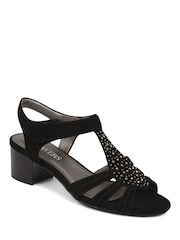Pavers Black Pavers Cream Heeled Smart Sandals - Image 1 of 5
