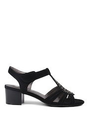 Pavers Black Pavers Cream Heeled Smart Sandals - Image 2 of 5