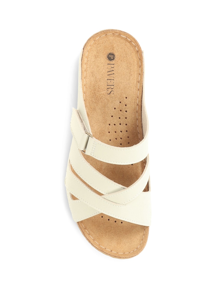 Pavers Cream Ladies Touch Fasten Mules - Image 6 of 7