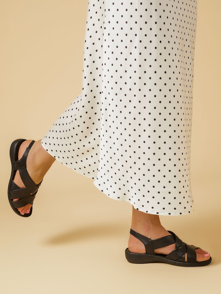 Pavers Black Pavers Leather Cross Strap Sandals - Image 1 of 7