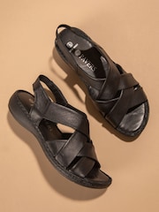 Pavers Black Pavers Leather Cross Strap Sandals - Image 2 of 7