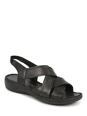 Pavers Black Pavers Leather Cross Strap Sandals - Image 3 of 7