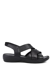 Pavers Black Pavers Leather Cross Strap Sandals - Image 4 of 7