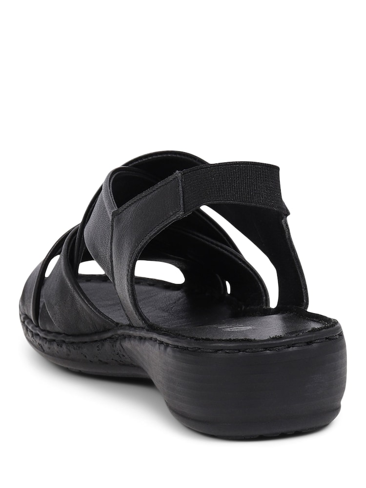 Pavers Black Pavers Leather Cross Strap Sandals - Image 5 of 7