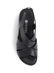 Pavers Black Pavers Leather Cross Strap Sandals - Image 6 of 7