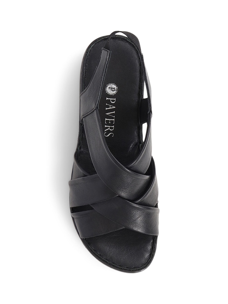 Pavers Black Pavers Leather Cross Strap Sandals - Image 6 of 7