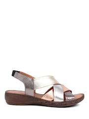 Pavers Brown Pavers Leather Cross Strap Sandals - Image 3 of 6