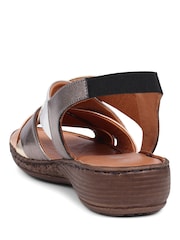 Pavers Brown Pavers Leather Cross Strap Sandals - Image 4 of 6